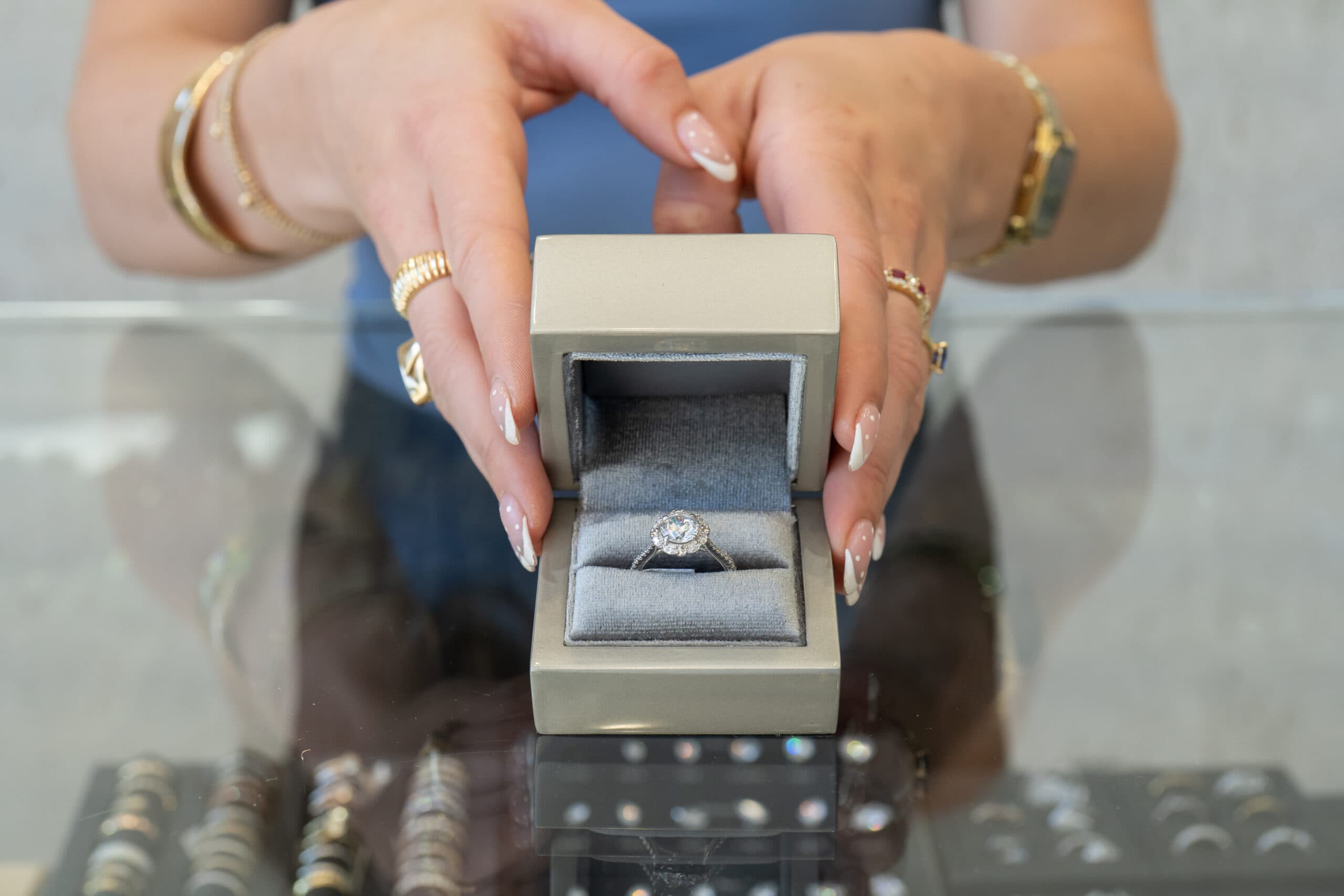 Alex Petrov examining jewelry at the workbench